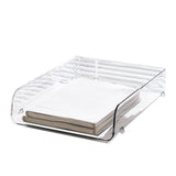 A4 Paper Storage Box Stackable Plastic Large Opening Single Layer Desktop File Organizer for Office Transparent 26.5x33x7.5cm/10.4x13.0x3.0in
