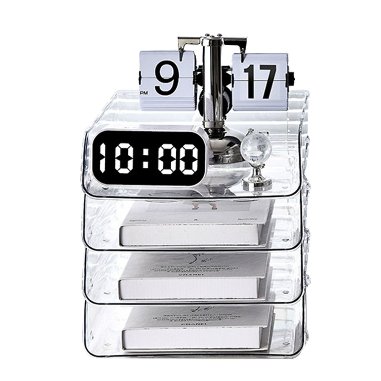 A4 Paper Storage Box Stackable Plastic Large Opening Single Layer Desktop File Organizer for Office Transparent 26.5x33x7.5cm/10.4x13.0x3.0in