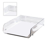A4 Paper Storage Box Stackable Plastic Large Opening Single Layer Desktop File Organizer for Office Transparent 26.5x33x7.5cm/10.4x13.0x3.0in