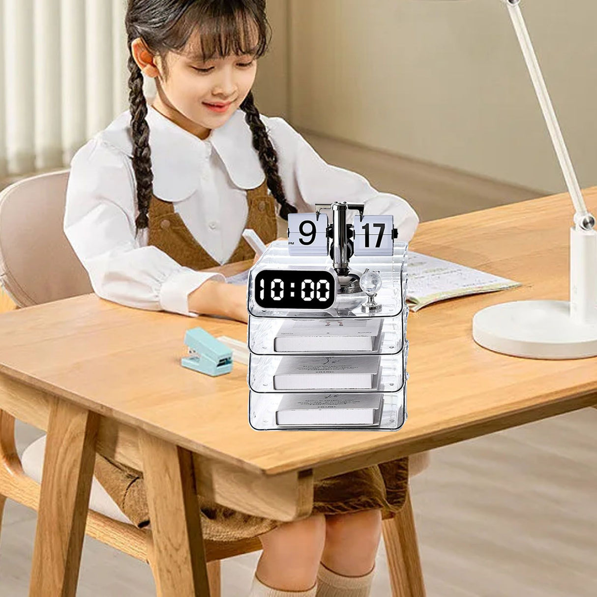 A4 Paper Storage Box Stackable Plastic Large Opening Single Layer Desktop File Organizer for Office Transparent 26.5x33x7.5cm/10.4x13.0x3.0in