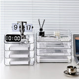 A4 Paper Storage Box Stackable Plastic Large Opening Single Layer Desktop File Organizer for Office Transparent 26.5x33x7.5cm/10.4x13.0x3.0in
