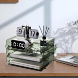 A4 Paper Storage Box Stackable Plastic Large Opening Single Layer Desktop File Organizer for Office Green 32.5x25x7.5cm/12.8x9.8x3.0in