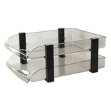 Desk File Letter Tray Layered Classified Documents Rack Acrylic Office Storage Rack Dark Black 2 Layers 280x372x144mm