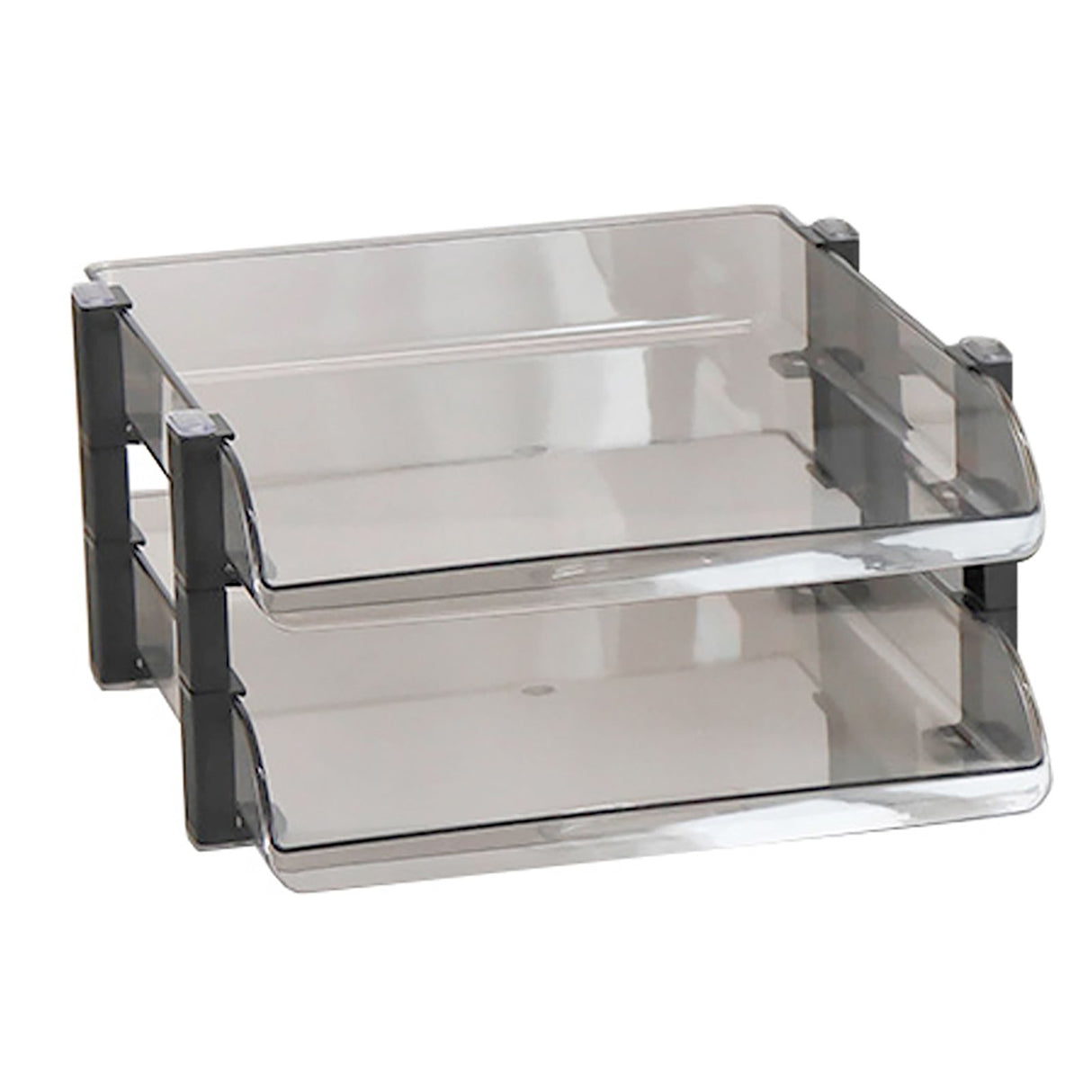 Desk File Letter Tray Layered Classified Documents Rack Acrylic Office Storage Rack Dark Black 2 Layers 280x372x144mm