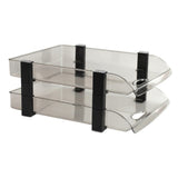 Desk File Letter Tray Layered Classified Documents Rack Acrylic Office Storage Rack Dark Black 2 Layers 280x372x144mm - Top-Down View