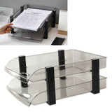 Desk File Letter Tray Layered Classified Documents Rack Acrylic Office Storage Rack Dark Black 2 Layers 280x372x144mm