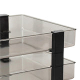 Desk File Letter Tray Layered Classified Documents Rack Acrylic Office Storage Rack Dark Black 2 Layers 280x372x144mm - Low Angle