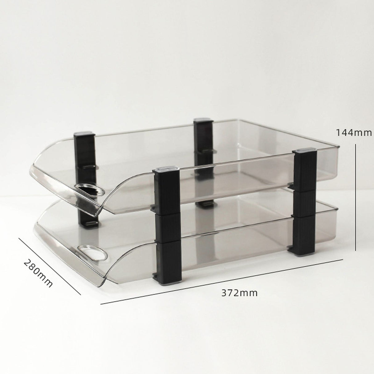 Desk File Letter Tray Layered Classified Documents Rack Acrylic Office Storage Rack Dark Black 2 Layers 280x372x144mm