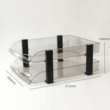 Desk File Letter Tray Layered Classified Documents Rack Acrylic Office Storage Rack Dark Black 2 Layers 280x372x144mm