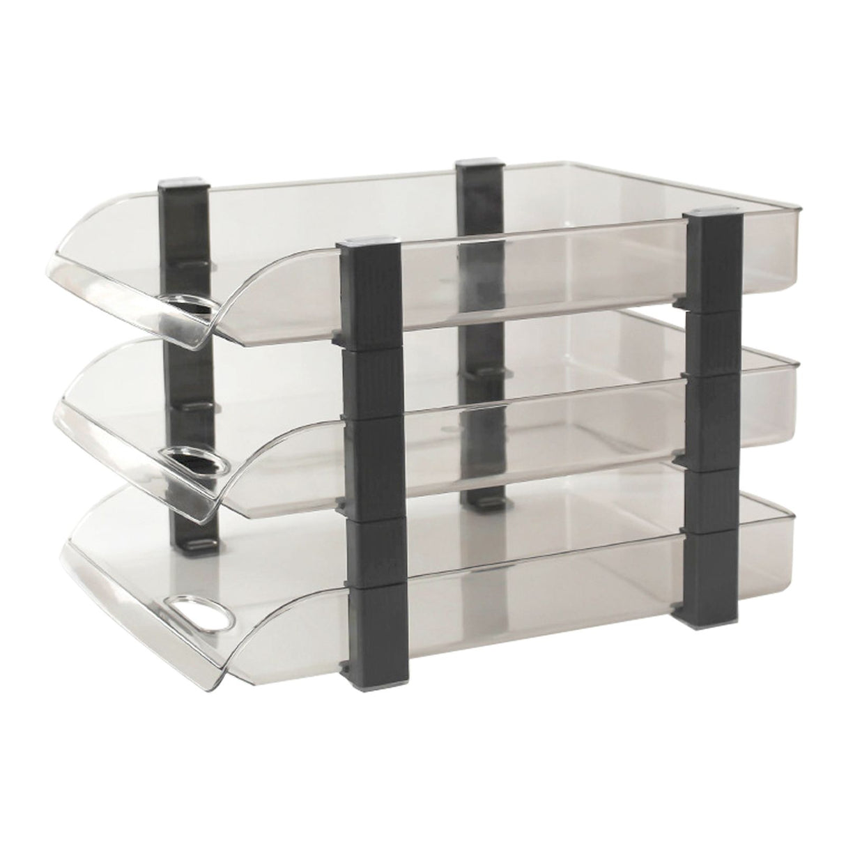 Desk File Letter Tray Layered Classified Documents Rack Acrylic Office Storage Rack Dark Black 3 Layers 280x372x247mm
