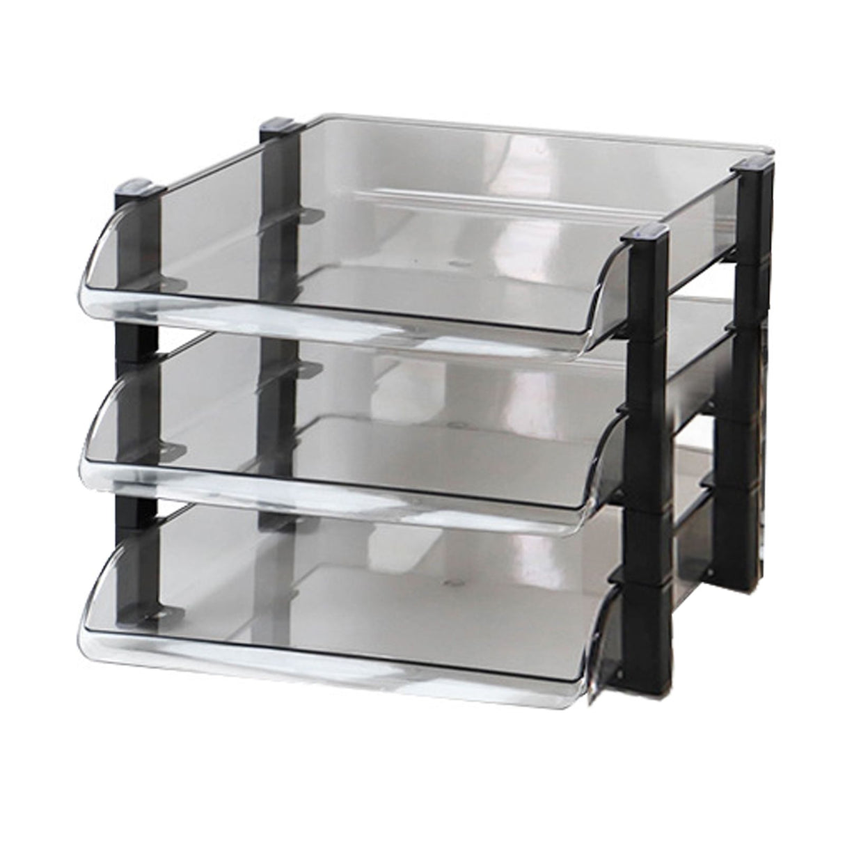 Desk File Letter Tray Layered Classified Documents Rack Acrylic Office Storage Rack Dark Black 3 Layers 280x372x247mm