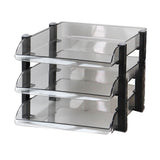 Desk File Letter Tray Layered Classified Documents Rack Acrylic Office Storage Rack Dark Black 3 Layers 280x372x247mm