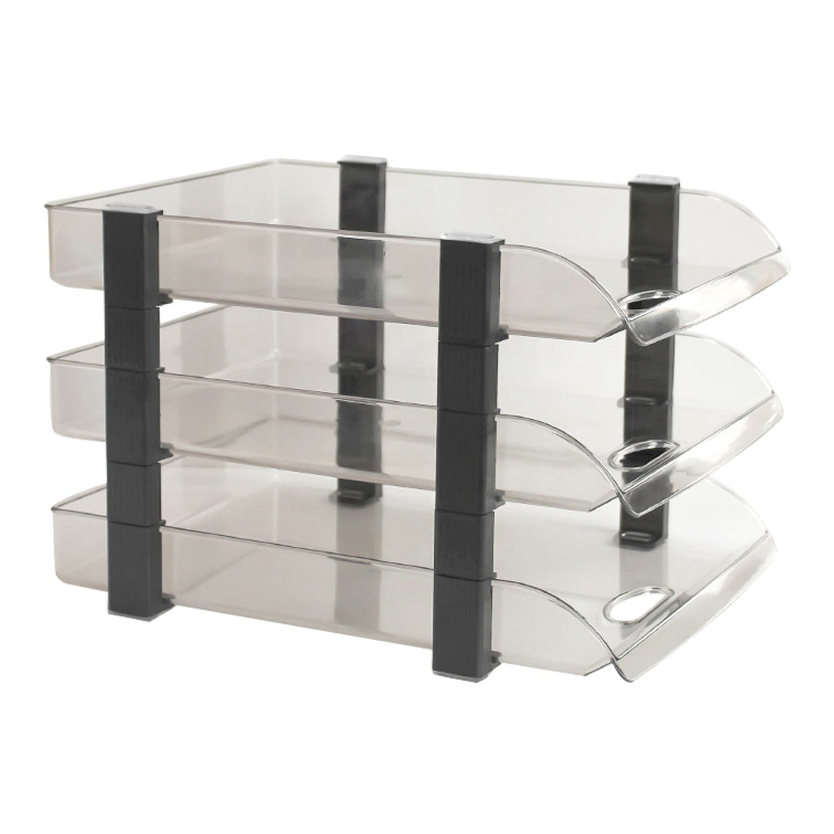 Desk File Letter Tray Layered Classified Documents Rack Acrylic Office Storage Rack Dark Black 3 Layers 280x372x247mm