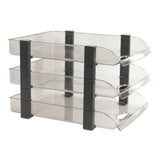 Desk File Letter Tray Layered Classified Documents Rack Acrylic Office Storage Rack Dark Black 3 Layers 280x372x247mm - Side View