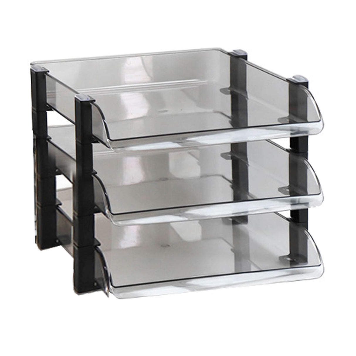 Desk File Letter Tray Layered Classified Documents Rack Acrylic Office Storage Rack Dark Black 3 Layers 280x372x247mm