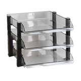 Desk File Letter Tray Layered Classified Documents Rack Acrylic Office Storage Rack Dark Black 3 Layers 280x372x247mm