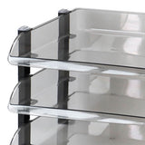 Desk File Letter Tray Layered Classified Documents Rack Acrylic Office Storage Rack Dark Black 3 Layers 280x372x247mm - Low Angle