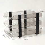 Desk File Letter Tray Layered Classified Documents Rack Acrylic Office Storage Rack Dark Black 3 Layers 280x372x247mm - Extra Image