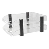 Desk File Letter Tray Layered Classified Documents Rack Acrylic Office Storage Rack Transparent 2 Layers 280x372x144mm