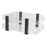 Desk File Letter Tray Layered Classified Documents Rack Acrylic Office Storage Rack Transparent 2 Layers 280x372x144mm - Side View