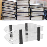 Desk File Letter Tray Layered Classified Documents Rack Acrylic Office Storage Rack Transparent 2 Layers 280x372x144mm - Rear View