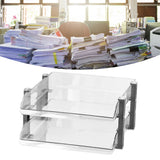 Desk File Letter Tray Layered Classified Documents Rack Acrylic Office Storage Rack Transparent 2 Layers 280x372x144mm - Extra Image