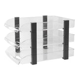 Desk File Letter Tray Layered Classified Documents Rack Acrylic Office Storage Rack Transparent 3 Layers 280x372x247mm