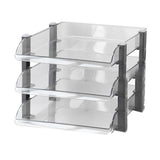 Desk File Letter Tray Layered Classified Documents Rack Acrylic Office Storage Rack Transparent 3 Layers 280x372x247mm - Front View
