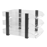 Desk File Letter Tray Layered Classified Documents Rack Acrylic Office Storage Rack Transparent 3 Layers 280x372x247mm