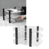 Desk File Letter Tray Layered Classified Documents Rack Acrylic Office Storage Rack Transparent 3 Layers 280x372x247mm