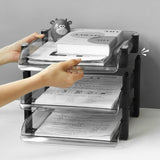 Desk File Letter Tray Layered Classified Documents Rack Acrylic Office Storage Rack Transparent 3 Layers 280x372x247mm