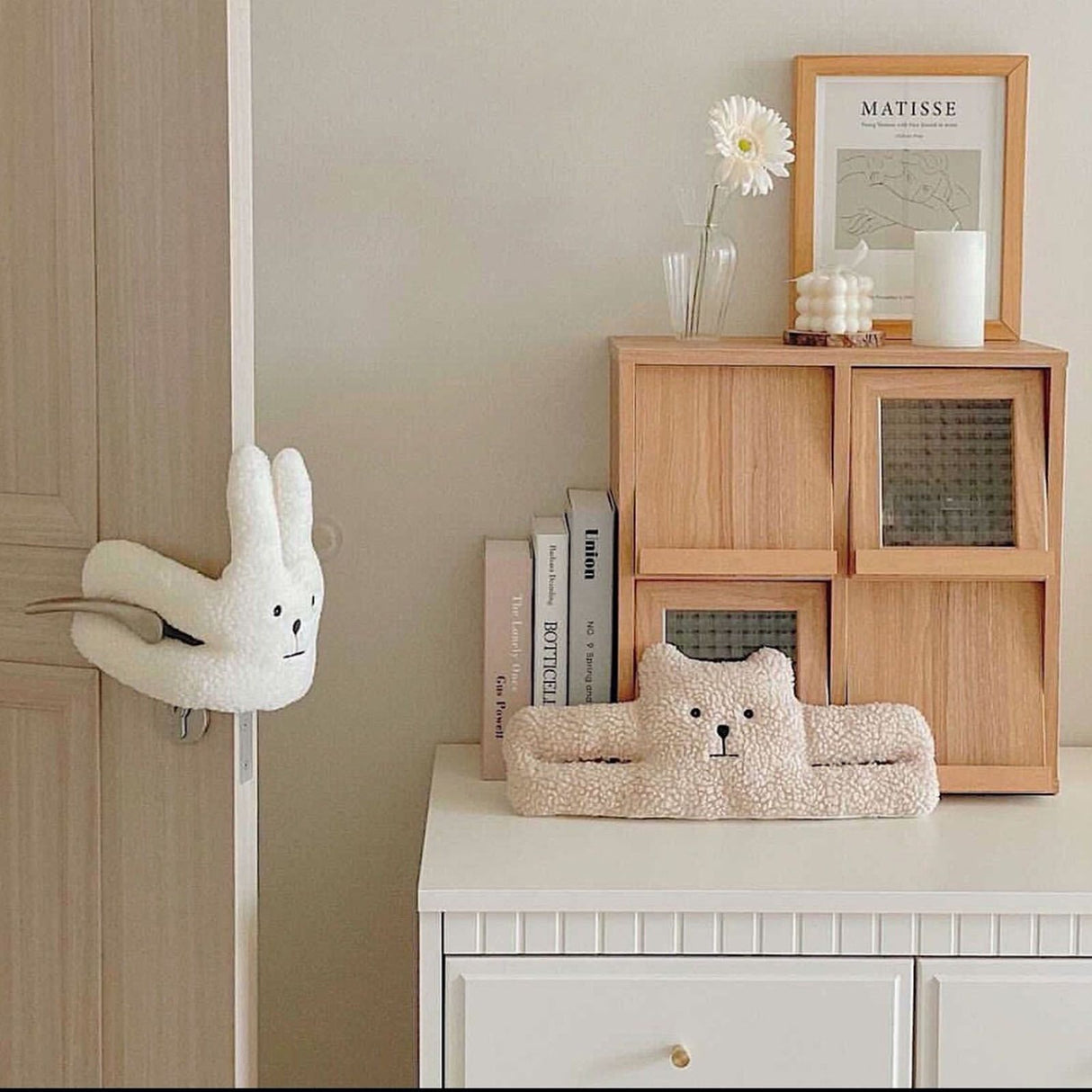 Door Slam Stopper Lamb Cashmere PP Cotton Anti Pinch Door Pinch Guards for Children Decoration Little Rabbit