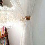 Curtain Tiebacks Embroidered Bear Head Curtain Strap Tie Rope Children Room Decoration Brown Bear - Low Angle