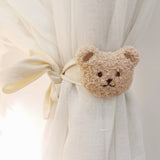 Curtain Tiebacks Embroidered Bear Head Curtain Strap Tie Rope Children Room Decoration Milk Tea Color Bear