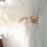 Curtain Tiebacks Embroidered Bear Head Curtain Strap Tie Rope Children Room Decoration Milk Tea Color Bear