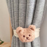 Curtain Tiebacks Embroidered Bear Head Curtain Strap Tie Rope Children Room Decoration Milk Tea Color Bear - Extra Image