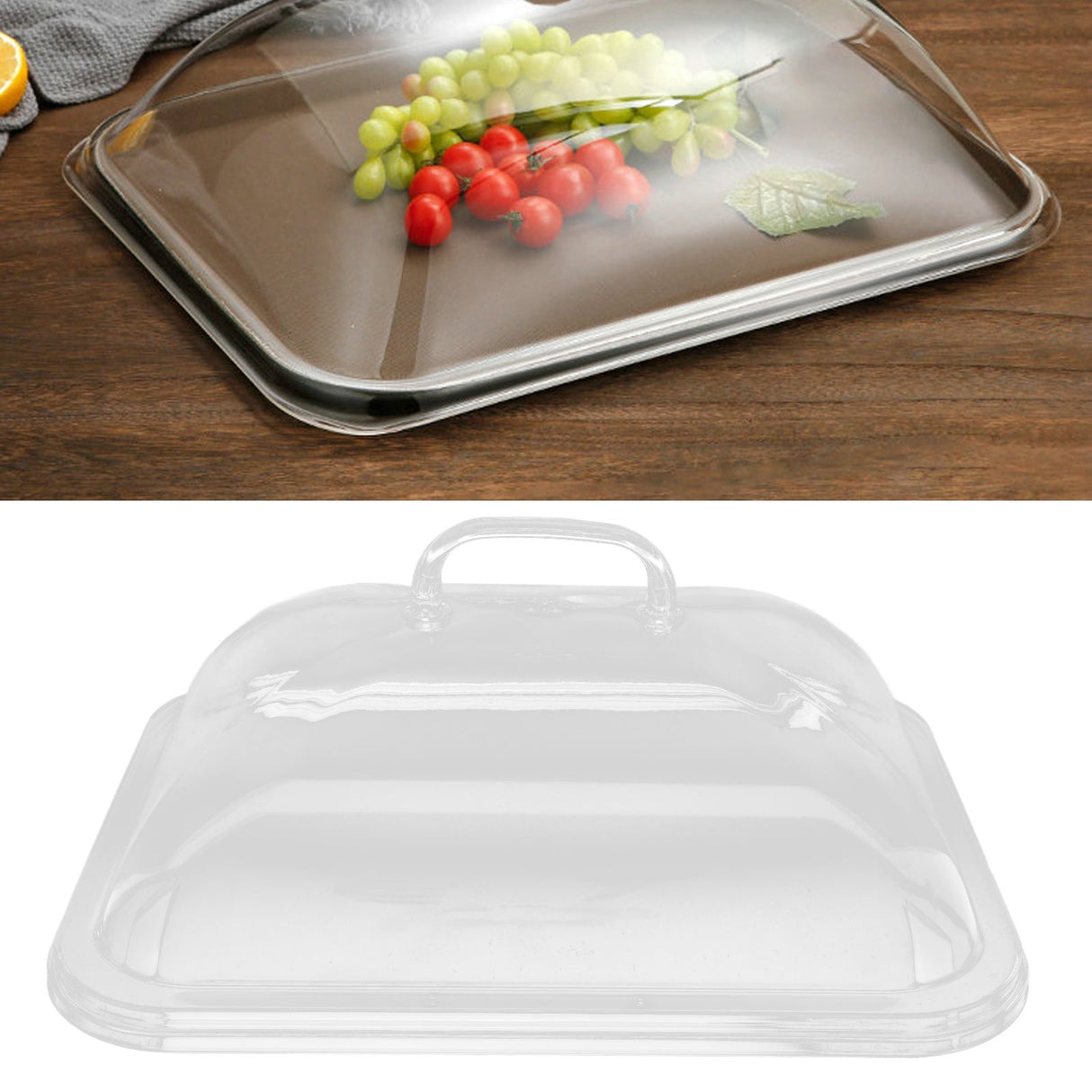Splatter Cover Clear Transparent Acrylic Dustproof Rectangle Shape Convenient Practical Home Plate Covers for Kitchen S