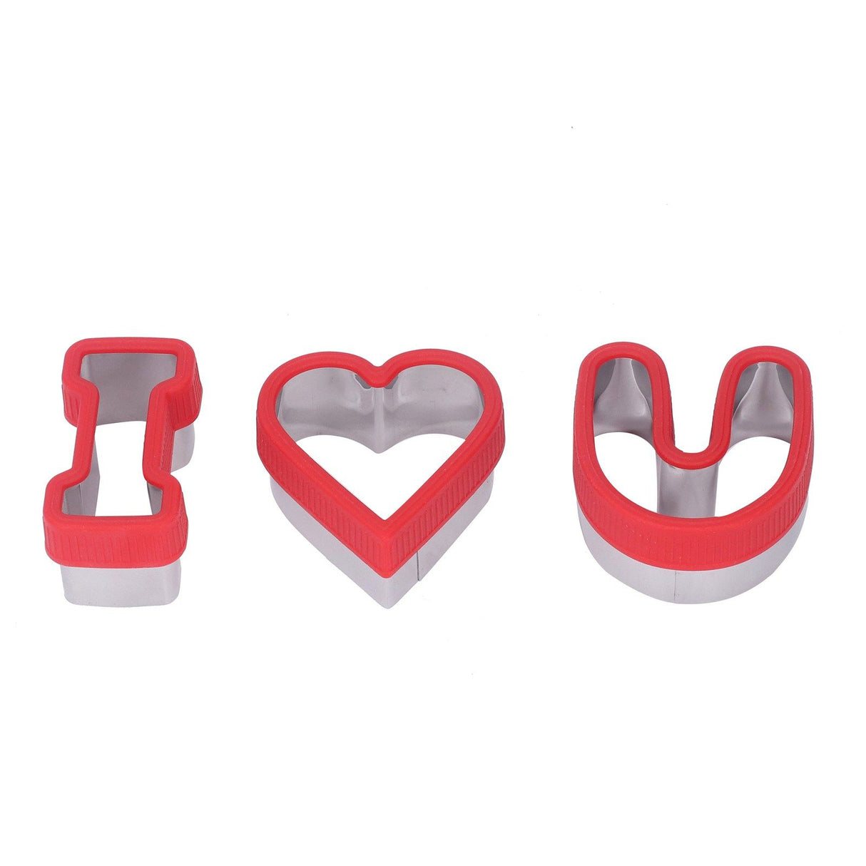 3 PCS Stainless Steel Biscuits Molds Valentine Day Cake Moulds Vegetable Sandwich Biscuits Cutters Red