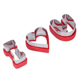 3 PCS Stainless Steel Biscuits Molds Valentine Day Cake Moulds Vegetable Sandwich Biscuits Cutters Red - Side View