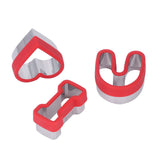 3 PCS Stainless Steel Biscuits Molds Valentine Day Cake Moulds Vegetable Sandwich Biscuits Cutters Red