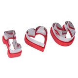 3 PCS Stainless Steel Biscuits Molds Valentine Day Cake Moulds Vegetable Sandwich Biscuits Cutters Red
