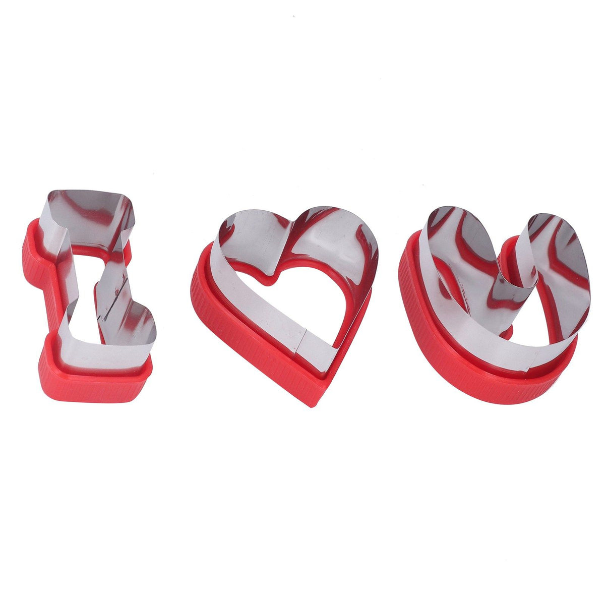 3 PCS Stainless Steel Biscuits Molds Valentine Day Cake Moulds Vegetable Sandwich Biscuits Cutters Red
