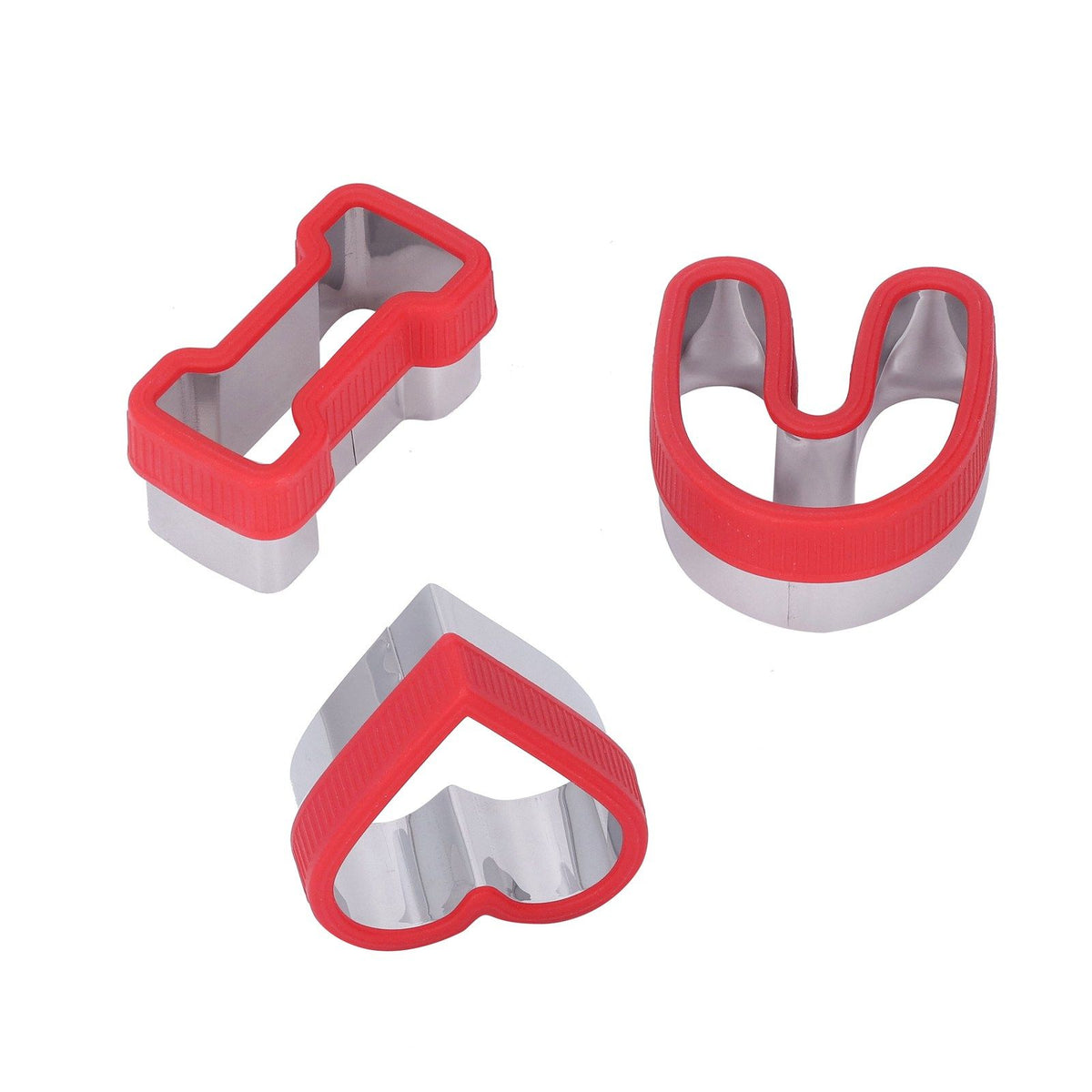 3 PCS Stainless Steel Biscuits Molds Valentine Day Cake Moulds Vegetable Sandwich Biscuits Cutters Red
