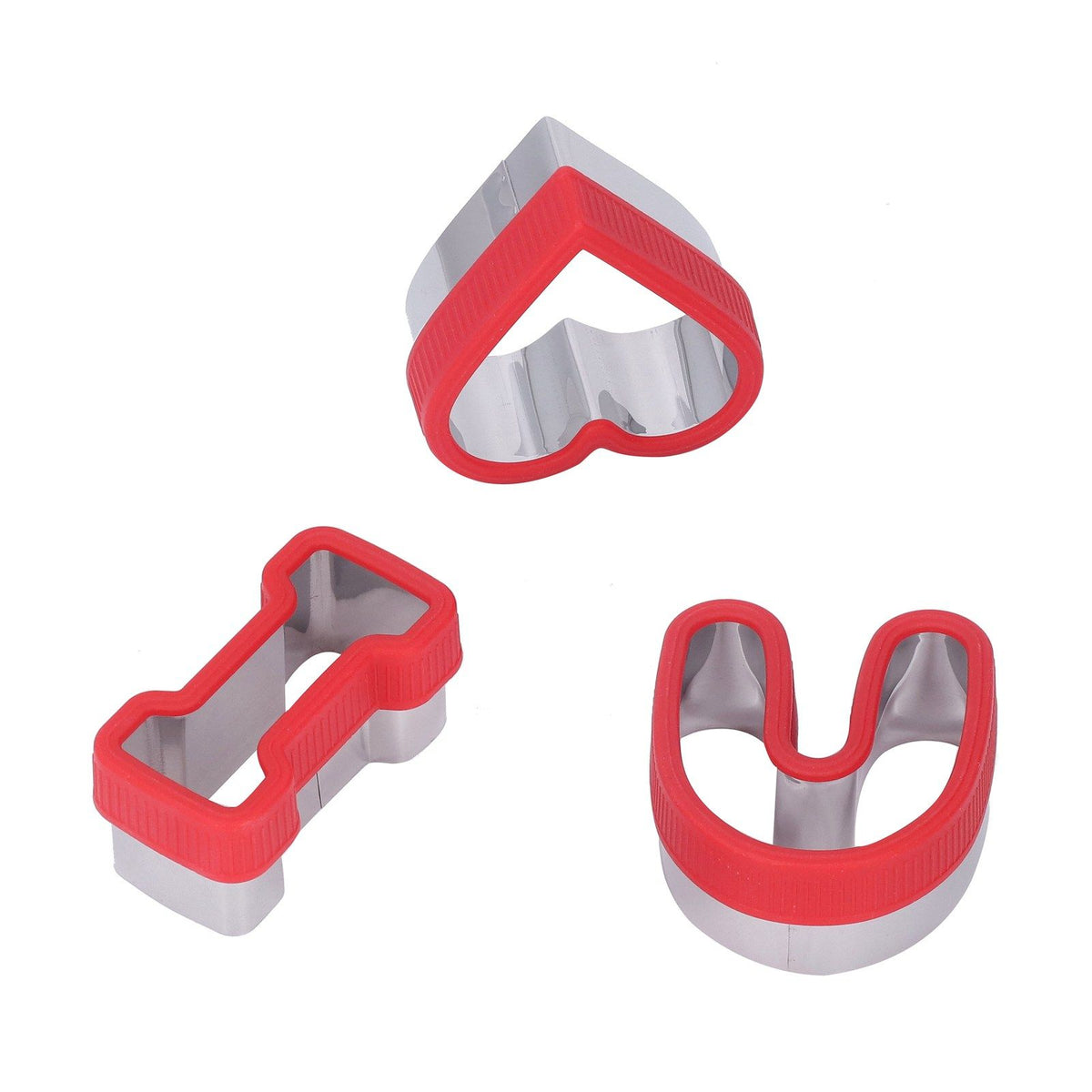 3 PCS Stainless Steel Biscuits Molds Valentine Day Cake Moulds Vegetable Sandwich Biscuits Cutters Red