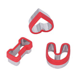 3 PCS Stainless Steel Biscuits Molds Valentine Day Cake Moulds Vegetable Sandwich Biscuits Cutters Red