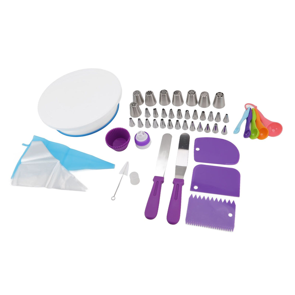 Cake Turntable Set Decorating Table Decorating Piping Nozzle Silicone Bag DIY Baking Set