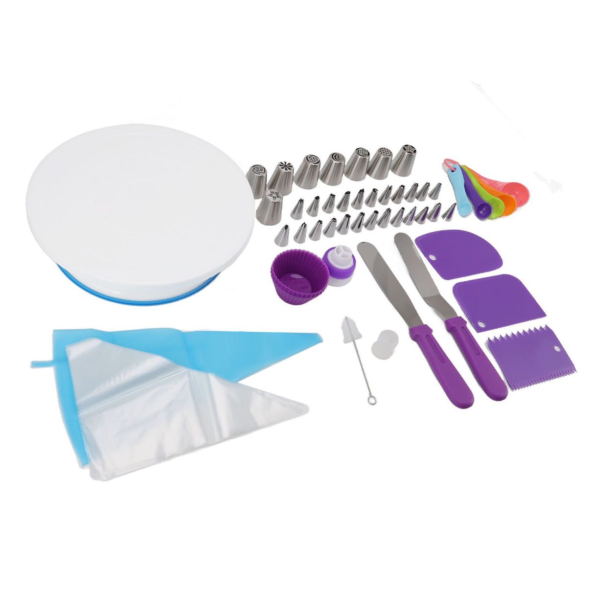 Cake Turntable Set Decorating Table Decorating Piping Nozzle Silicone Bag DIY Baking Set