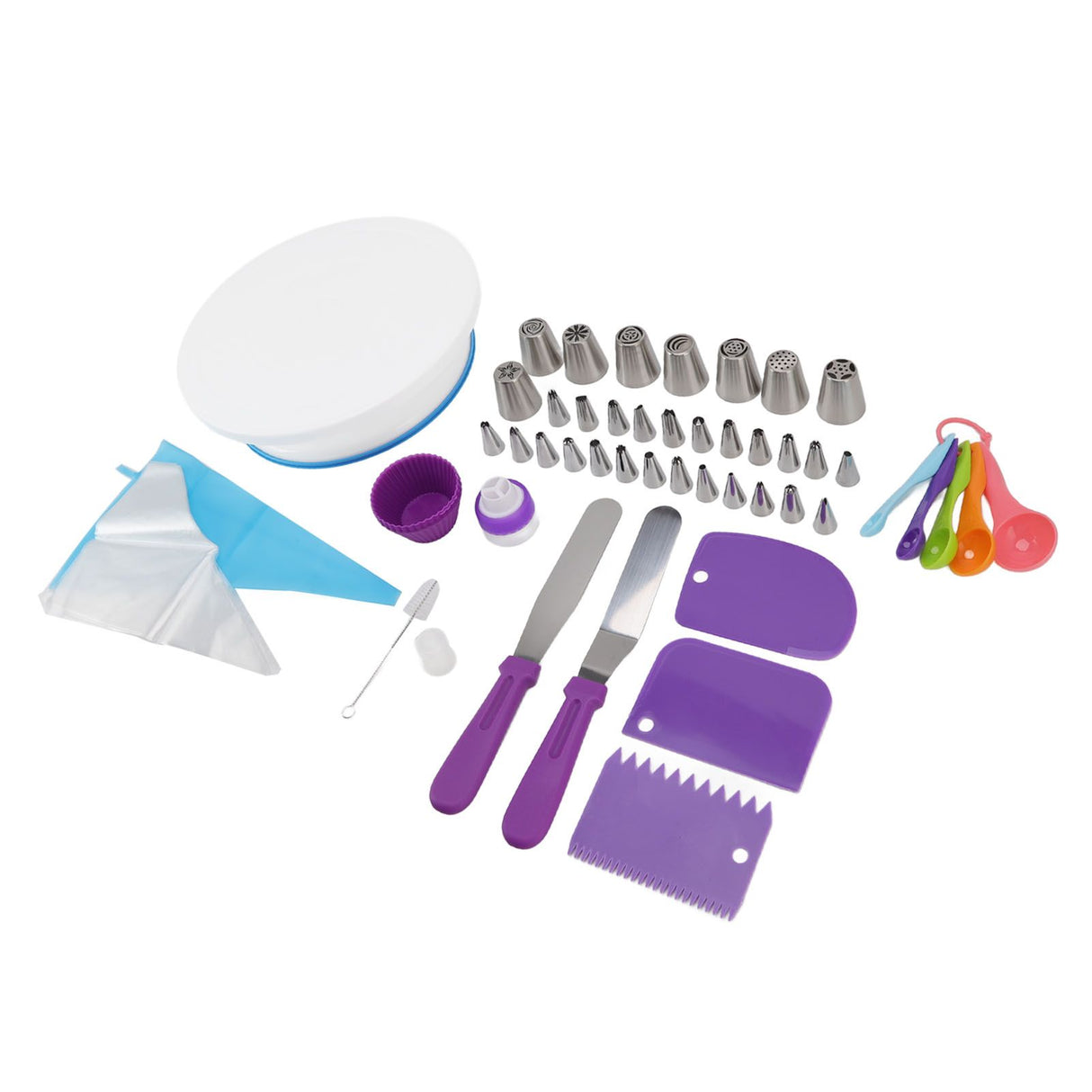 Cake Turntable Set Decorating Table Decorating Piping Nozzle Silicone Bag DIY Baking Set