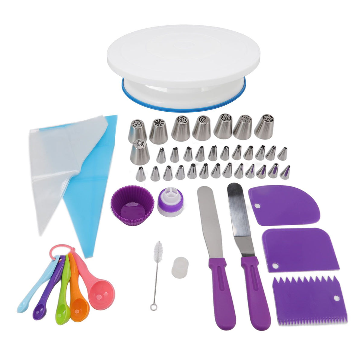 Cake Turntable Set Decorating Table Decorating Piping Nozzle Silicone Bag DIY Baking Set