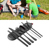 8 Pieces Stainless Steel Flatware Set Portable Travel Cutlery Set with Case Chopsticks Knife Fork Spoon Straws Cleaning Brush